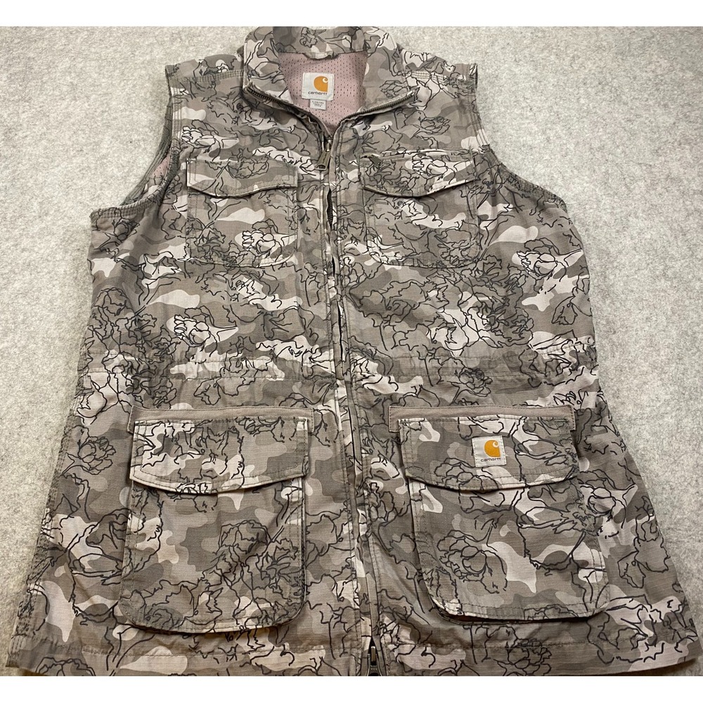 Carhartt Womens Asphalt Gray El Paso Ripstop Utility Vest Size Large 12/14